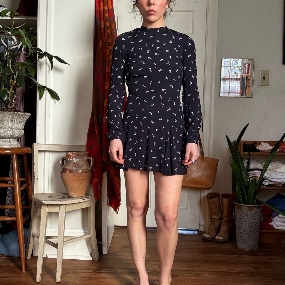 00s backless printed mini dress